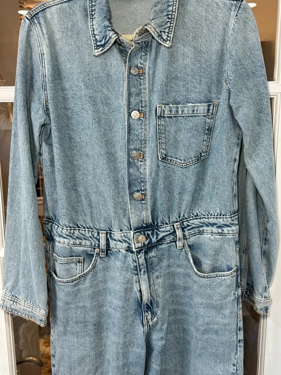 Zara Light Blue Denim TRF jumpsuit - Picture 3 of 7